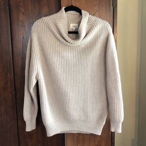 Aritzia Montpellier wool turtleneck, color Heather Trace, taupe beige
